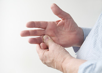 Image showing man with sore finger