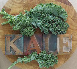 Image showing Kale leaves with word