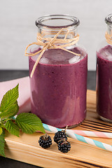 Image showing Fresh red fruits smoothie