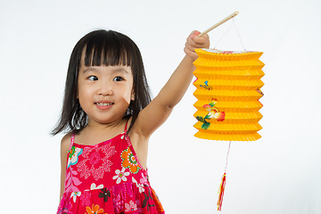 Image showing Chinese little girl holding latern