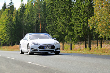 Image showing Tesla Model S Electric Car on the Road