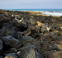 Image showing  in lanzarote  isle foam rock spain landscape  stone  