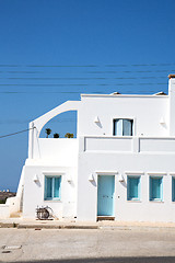 Image showing house in santorini greece   white and blue 