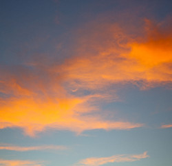 Image showing the sunrise in  colored sky white soft clouds and abstract backg