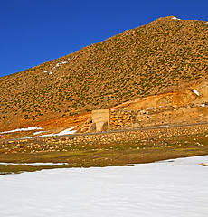 Image showing hill in   africa morocco the atlas valley dry  