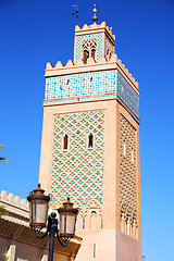 Image showing  maroc africa minaret   the blue    street lamp