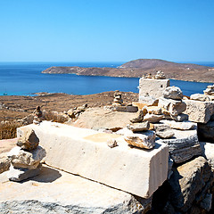 Image showing temple  in delos greece the historycal acropolis and old ruin si