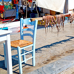 Image showing octopus   drying  in the sun europe greece santorini and light