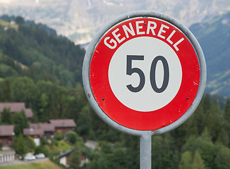 Image showing Traffic sign speed limit fifty