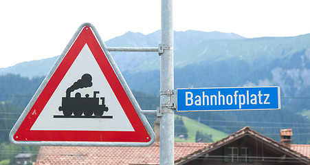 Image showing Train crossing sign