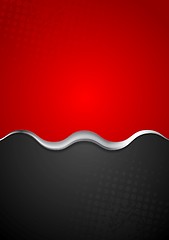 Image showing Red black contrast background with metal wave