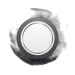 Image showing Grey circle shape on dark watercolor splash