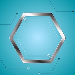 Image showing Technology drawing with metal hexagon