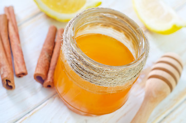 Image showing honey,cinnamon,and lemon