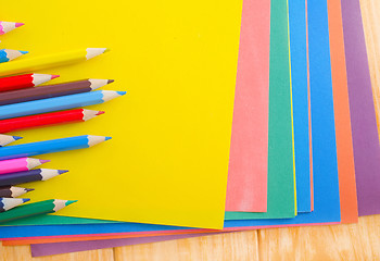 Image showing color paper and pencils