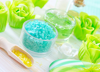 Image showing sea salt and soap