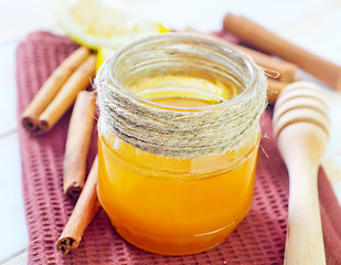 Image showing honey,cinnamon,and lemon