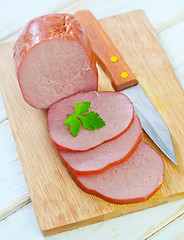 Image showing Ham on wooden board