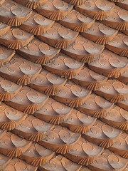 Image showing Ornamented roof tiles