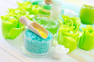 Image showing sea salt and soap