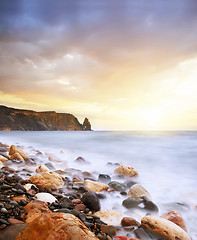 Image showing sea on sunset