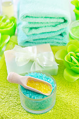 Image showing sea salt and soap