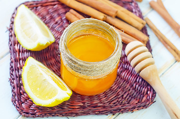 Image showing honey,cinnamon,and lemon