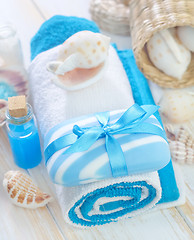 Image showing Soap and towels