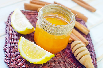 Image showing honey,cinnamon,and lemon