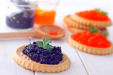 Image showing red and black caviar