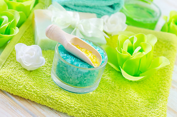 Image showing sea salt and soap