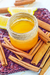 Image showing honey,cinnamon,and lemon