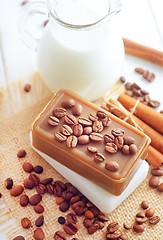 Image showing coffee soap, soap for spa, coffee and milk