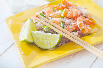 Image showing rice with shrimps