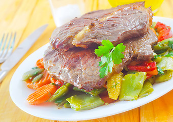 Image showing baked meat with vegetables