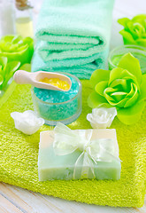 Image showing sea salt and soap