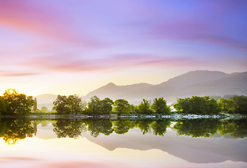 Image showing lake on sunset