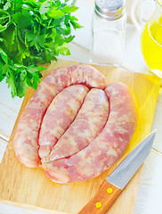 Image showing raw sausages