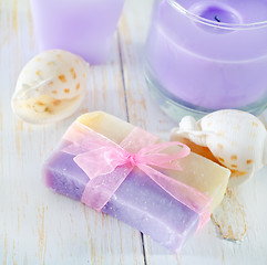 Image showing soap and candle