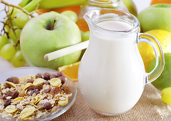 Image showing milk and fruits