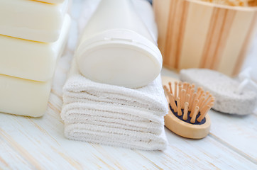 Image showing towels and shampoo