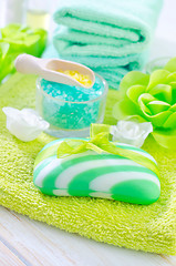 Image showing sea salt and soap