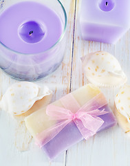 Image showing soap and candle