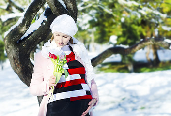 Image showing woman and tulip