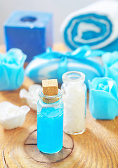 Image showing sea salt,soap and oil