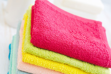 Image showing soap and towels