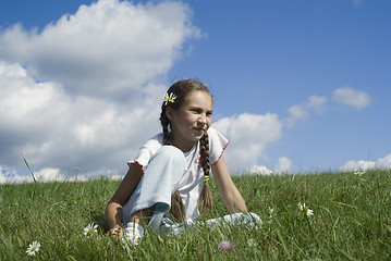 Image showing Girl and camomiles II