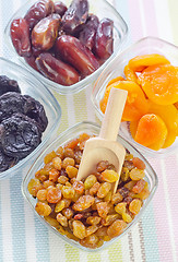 Image showing dried apricots, raisins and dates