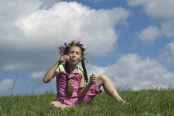 Image showing Girl with  soap bubbles I