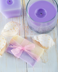 Image showing soap and candle